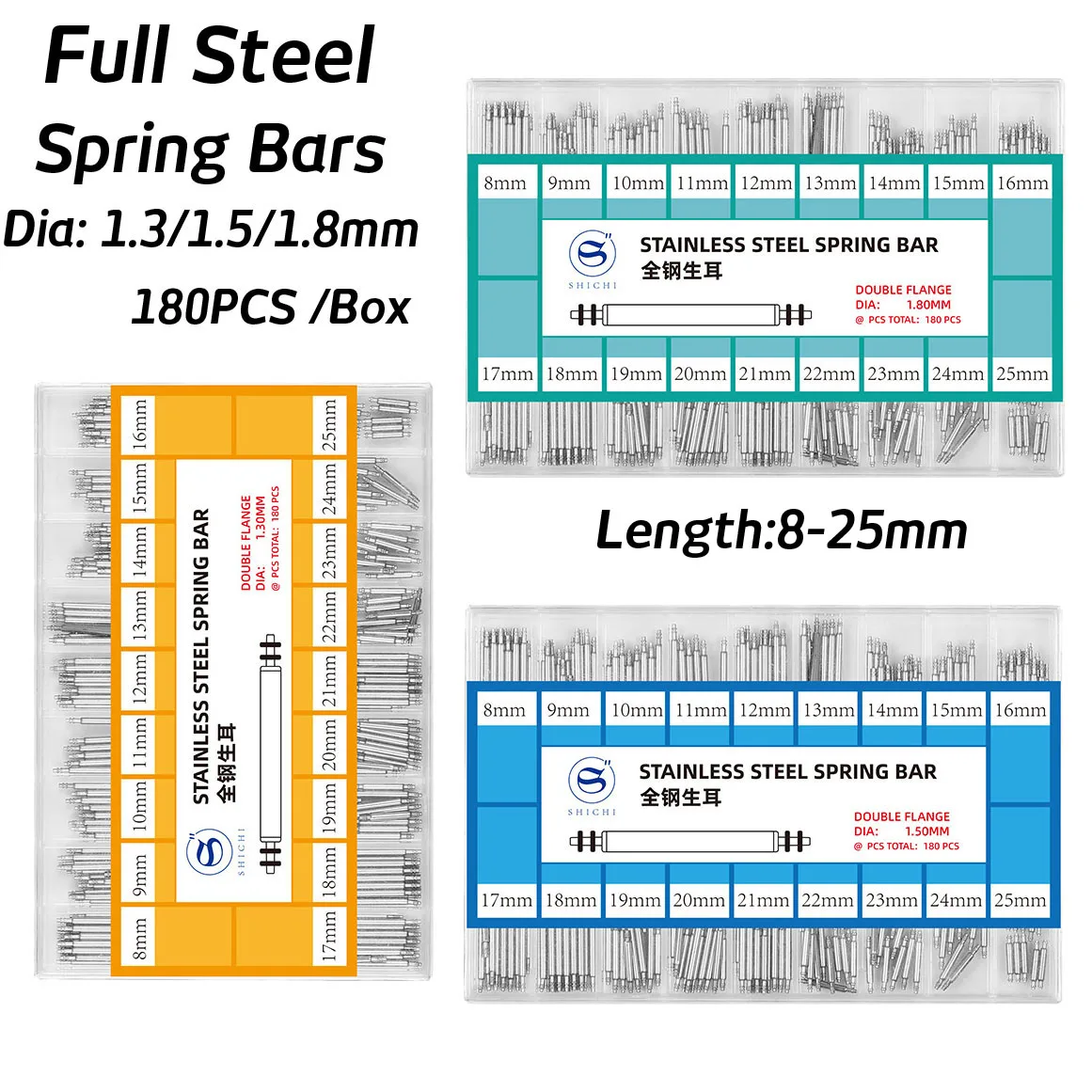 Spring Bar Tool Set - 180 قطعة 1.3 مللي متر 1.5