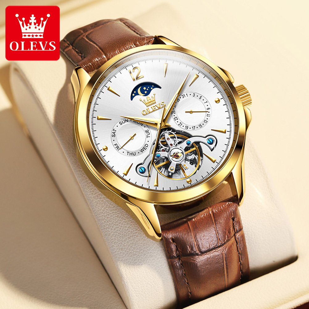 Seiko Watch Presage - ساعة OLEVS 6663 للرجال ساعة ميكانيكية