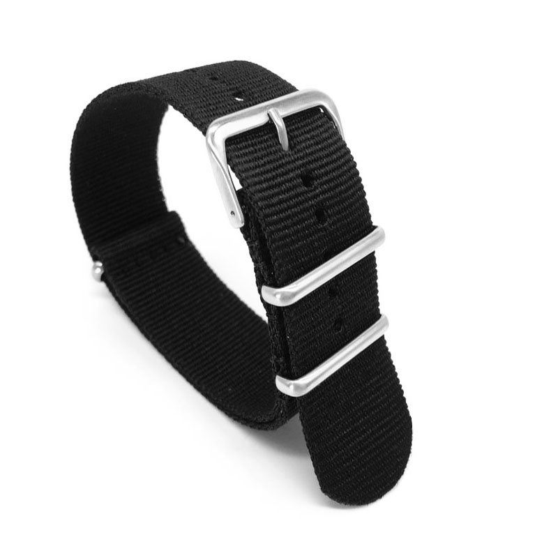 Nato Strap Nylon - حزام نايلون أسود لساعات 16 مللي