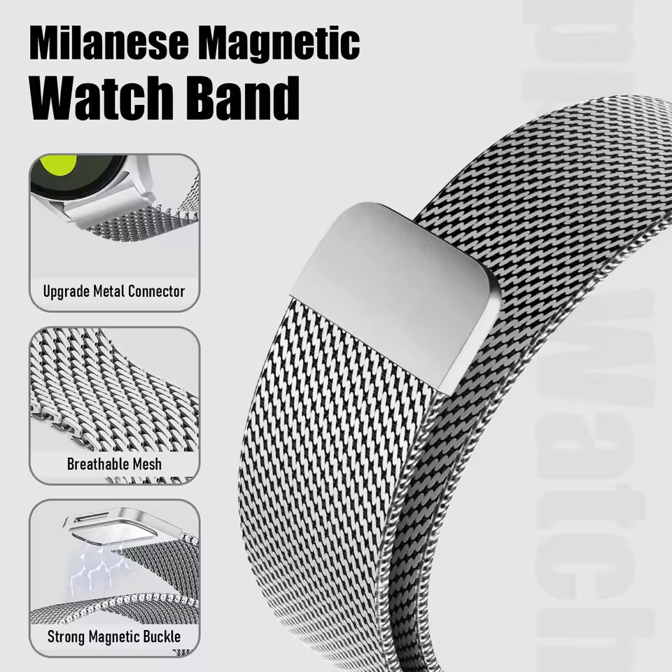 حزام شبكي معدني ميلانيزي 18/20 - مراجعة Milanese Loop Magnetic وسعره