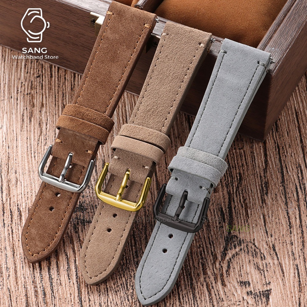 أحزمة ساعات جلدية عتيقة للرجال - مراجعة Suede Strap Watch وسعره