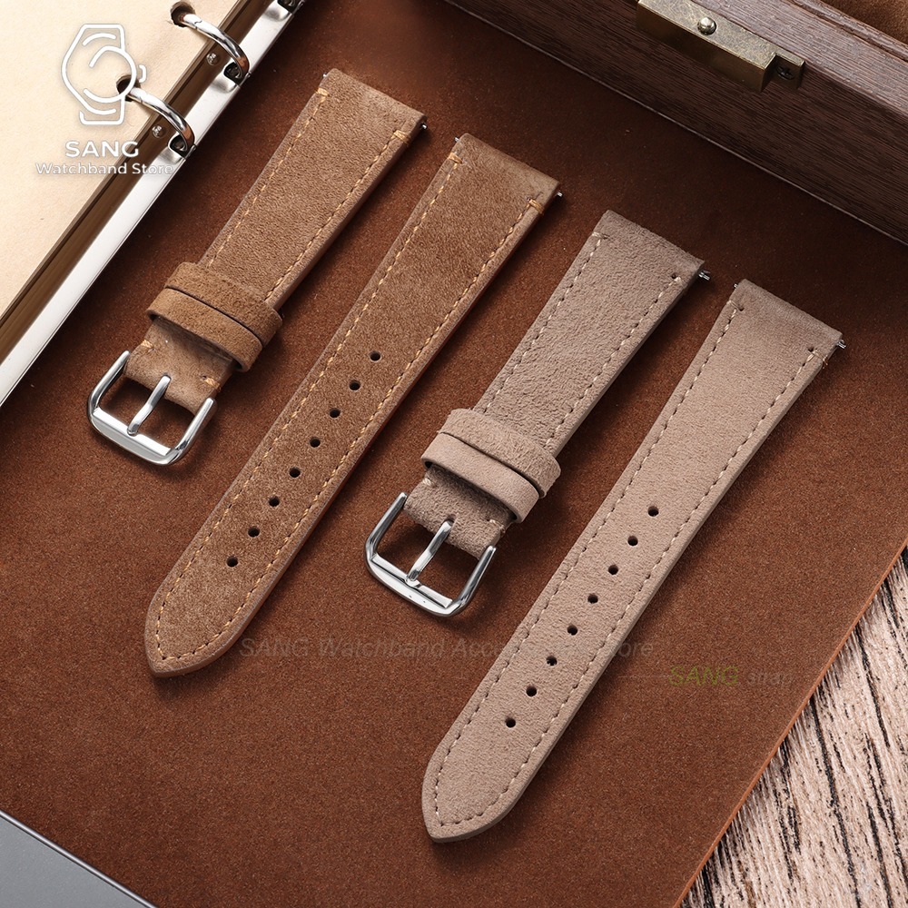 أحزمة ساعات جلدية عتيقة للرجال - مراجعة Suede Strap Watch وسعره
