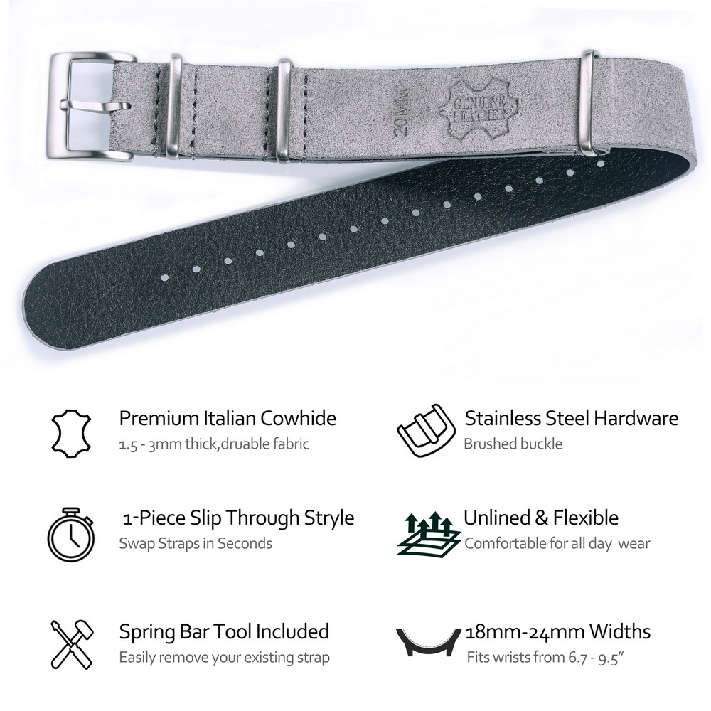 HEMSUT حزام جلد طبيعي (Suede)  - مراجعة Suede Strap Watch وسعره