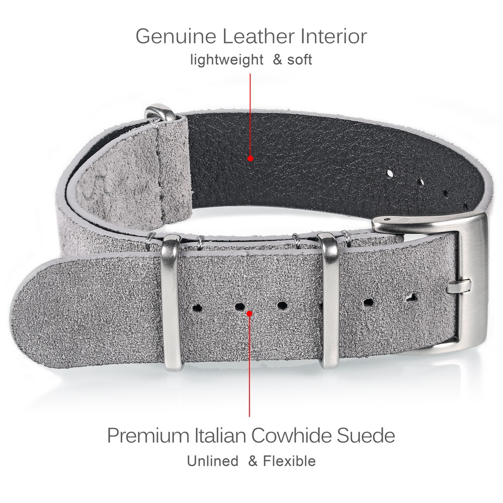 HEMSUT حزام جلد طبيعي (Suede)  - مراجعة Suede Strap Watch وسعره